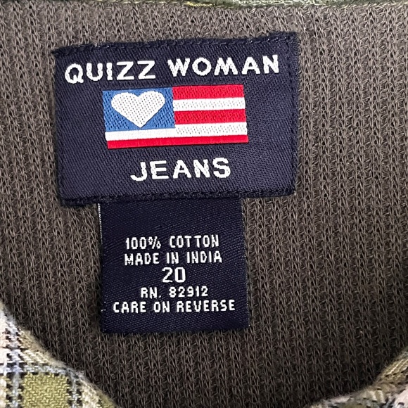 Quizz Green Plaid Button-Up Shirt Jacket 100% cotton size 20 - Picture 8 of 9